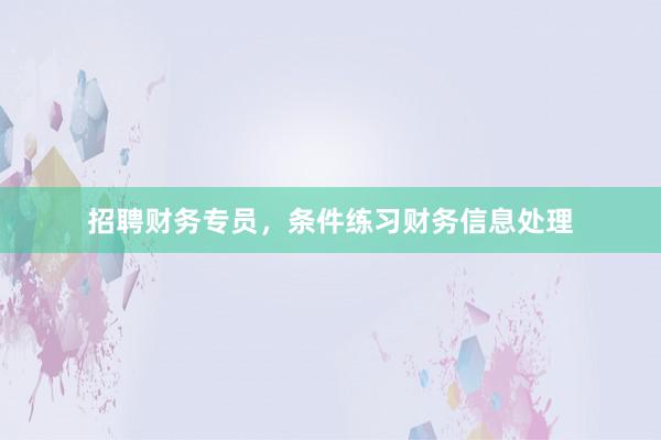招聘财务专员，条件练习财务信息处理