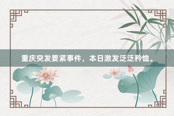 重庆突发要紧事件，本日激发泛泛矜恤。